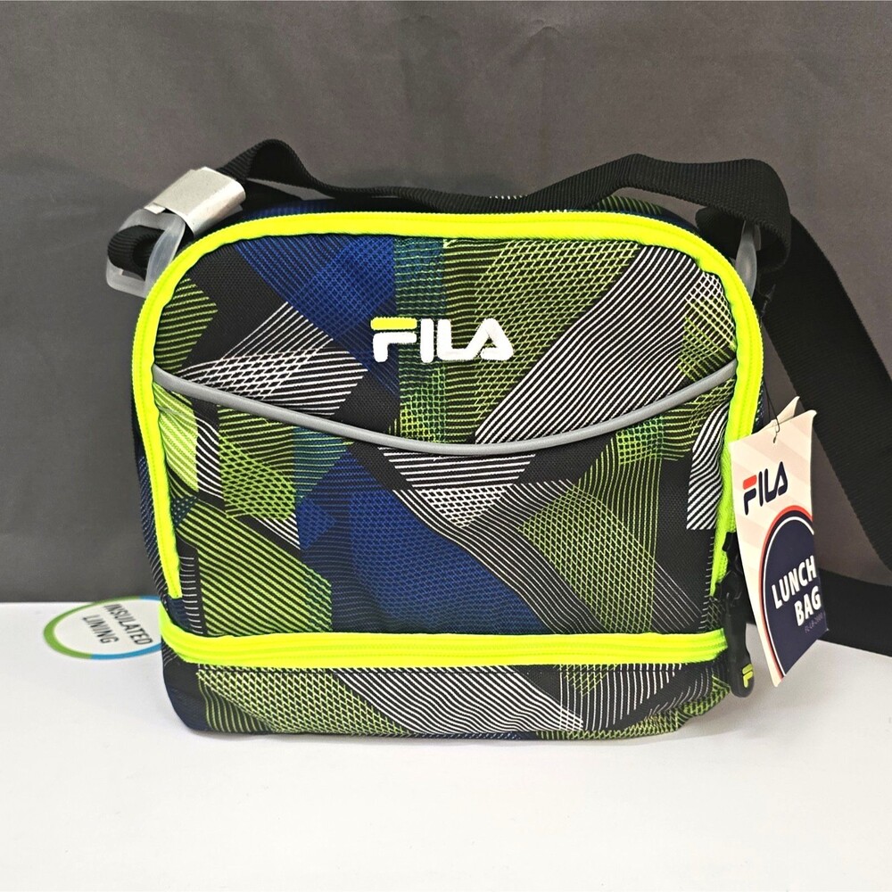 FILA Refuel Kids Insulated Lunch Bag 5L Adjustable Strap Geometric Multicolor